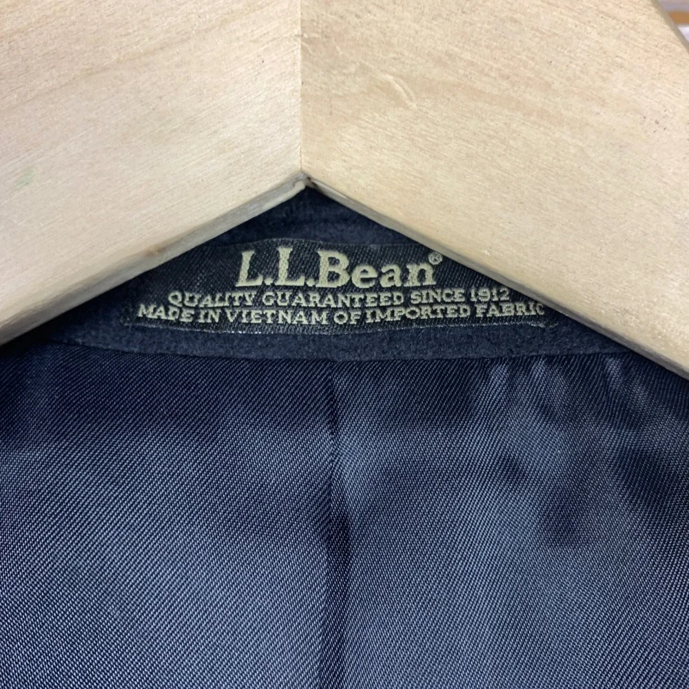 L.L. Bean Blazer Mens 38-REG Navy Blue Wool Cashmere Suede Elbow Patch